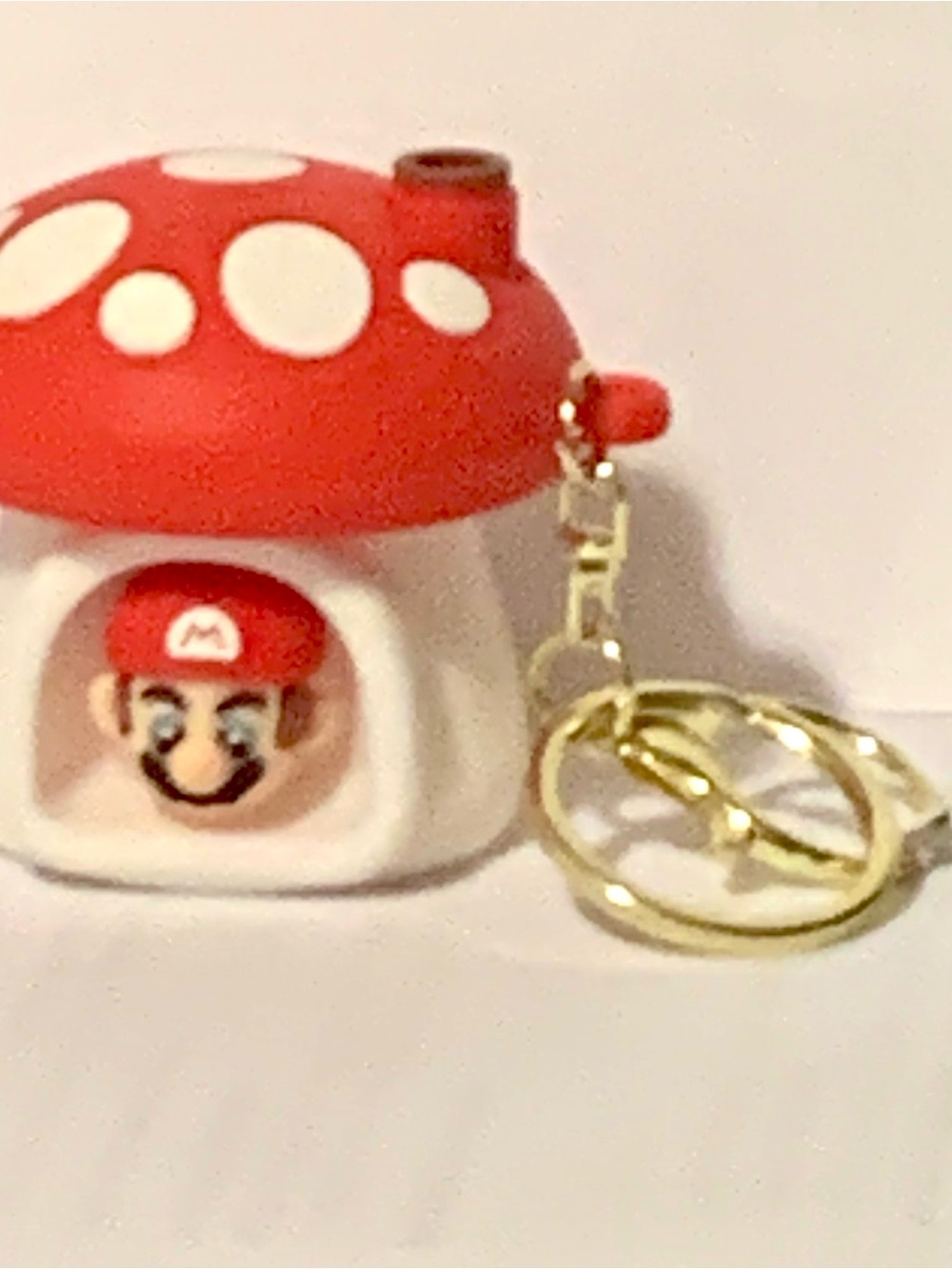 Red Mushroom Keychain Toy with Op Out Mario Character Face - Kids Toys